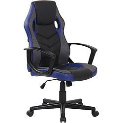 Decoshop26 Fauteuil de bureau gaming chaise gamer sur roulettes en synthétique et maille noir et bleu BUR10616