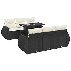 vidaXL Salon de jardin 7 pcs avec coussins noir résine tressée