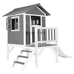 AXI Maison Enfant Beach Lodge XL en Gris avec Toboggan en BLANC | Maison de Jeux en Bois FFC pour Les Enfants | Maisonnette / Cabane de Jeu pour Le Jardin