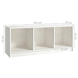 vidaXL Meuble TV Blanc 104x33x41 cm Bois de pin massif pas cher