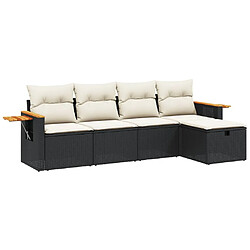 Maison Chic Ensemble de 5 Tables et chaises d'extérieur avec coussins,Salon de jardin noir résine tressée -GKD264183