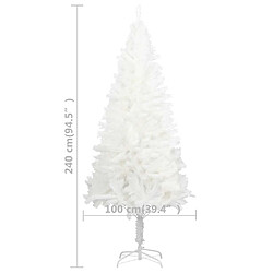 vidaXL Arbre de Noël artificiel pré-éclairé et boules blanc 240 cm pas cher