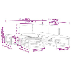 vidaXL Salon de jardin avec coussins 6 pcs bois d'acacia solide pas cher