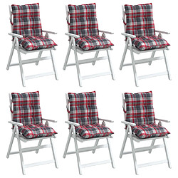 Avis vidaXL Coussins de chaise à dossier bas lot de 6 motif carreaux rouge