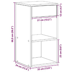 vidaXL Table de chevet avec tiroir blanc 35x34x66,5 cm pas cher