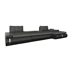 Acheter Vente-Unique Canapé d'angle panoramique convertible et réversible en tissu et simili noir et anthracite AZELMA II