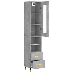 Avis vidaXL Buffet haut Gris béton 34,5x34x180 cm Bois d'ingénierie