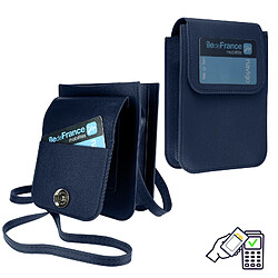 Acheter Avizar Pochette Bandoulière Smartphone avec Rangement carte Sangle 135cm bleu nuit