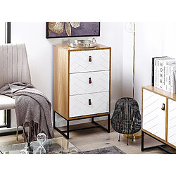 Beliani Commode effet bois clair et blanche 3 tiroirs NUEVA