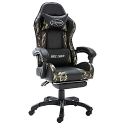 vidaXL Fauteuil de jeux vidéo repose-pied Noir/camouflage Similicuir