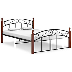 vidaXL Cadre de lit sans matelas noir métal bois chêne 140x200 cm