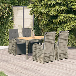 Salle à manger de jardin 5 pcs,Table et chaise à dîner avec coussins Gris -MN60146