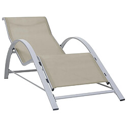 Avis Helloshop26 Lot de 2 transats chaise longue bain de soleil lit de jardin terrasse meuble d'extérieur avec table aluminium crème 02_0012073