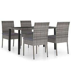 Salle à manger de jardin 5 pcs,Table et chaise à dîner Résine tressée Gris -MN76303