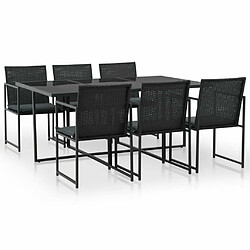 Maison Chic Mobilier à dîner 7 pcs de jardin avec coussins - Ensemble table et chaises d'extérieur - Salon/Mobilier de jardin classique Résine tressée Noir -MN92926