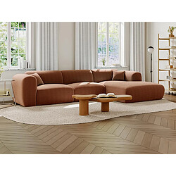 Vente-Unique Grand canapé d'angle droit en tissu texturé terracotta POGNI de Maison Céphy