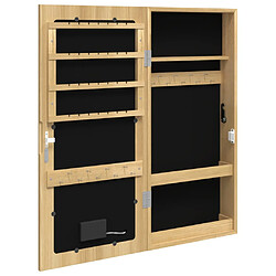 Helloshop26 Armoire à bijoux meuble rangement organisateur chambre vestiaire salle de bain avec miroir et éclairage LED mural marron 02_0022804 pas cher