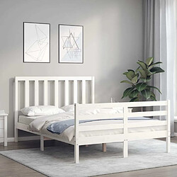 Avis Maison Chic Cadre/structure de lit avec tête de lit pour adulte - Lit Moderne Chambre blanc 140x190 cm bois massif -MN66424