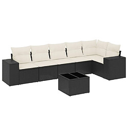 Maison Chic Salon de jardin 7 pcs avec coussins | Ensemble de Table et chaises | Mobilier d'Extérieur noir résine tressée -GKD33473