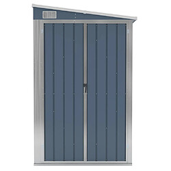 Helloshop26 Abri de jardin cabane cabanon maison de stockage remise extérieur hangar outils robuste mural 118 x 288 x 178 cm acier galvanisé gris 02_0022333