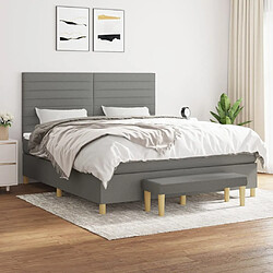 Maison Chic Lit Adulte - Lit simple Lit à sommier tapissier avec matelas moelleux - Meuble de Chambre - Gris foncé 180x200cm Tissu -MN29634