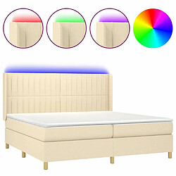 Sommier à lattes,Cadre à lattes de lit pour Adulte matelas et LED Crème 200x200 cm Tissu -MN53085