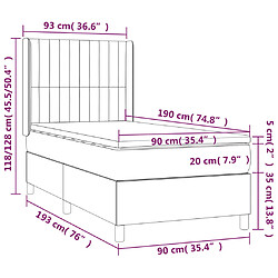 Maison Chic Lit adulte- Lit + matelas + LED,Sommier à lattes de lit matelas LED Vert foncé 90x190cm Velours -GKD19177 pas cher