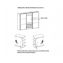 Acheter Inside 75 Armoire de rangement coulissante MARITA chêne verre blanc miroir pivotant L 300 H 236 cm