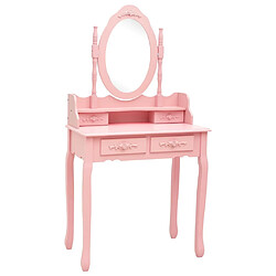 Helloshop26 Ensemble de coiffeuse avec tabouret 75 x 69 x 140 cm rose 02_0006271