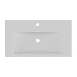 Vente-Unique Vasque de salle de bain semi-encastrée rectangle en céramique - 71,5 cm - Blanc - YASMAC II