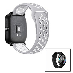 PHONECARE Kit Bracelet Bicolore SportStyle + Film d'hydrogel pour Amazfit BIP S - Gris / Blanc