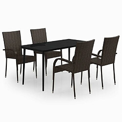 vidaXL Ensemble de salle à manger de jardin 5 pcs Marron et noir