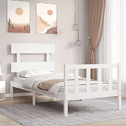 Maison Chic Cadre/structure de lit avec tête de lit pour adulte - Lit Moderne Chambre blanc simple bois massif -MN64977