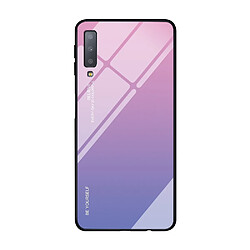 Wewoo Coque Pour Galaxy A7 2018 étui en verre de couleur dégradée violet clair