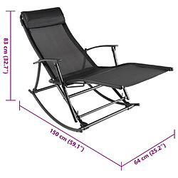 vidaXL Chaise à bascule de jardin Acier et textilène Noir pas cher