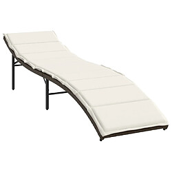 vidaXL Chaise longue avec coussin marron 55x199x50 cm résine tressée