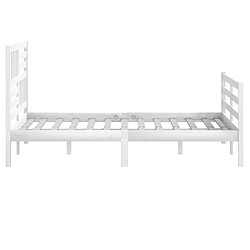 Maison Chic Lit Moderne Chambre - Cadre/structure de lit pour adulte Blanc Bois massif 140x190 cm -MN51564 pas cher