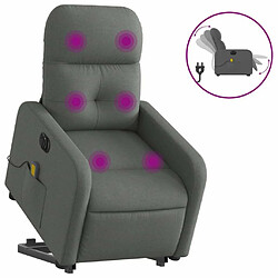 Maison Chic Fauteuil Relax pour salon, Fauteuil inclinable de massage électrique Gris foncé Tissu -GKD10879