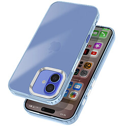 Avizar Coque pour iPhone 16 Souple Finition Fumée Contour Caméra Métallisé Bleu Pâle