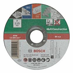 Bosch 2609256306 Disque Ã tronÃ§onner Ã moyeu plat Multi Construction DiamÃ¨tre 115 mm DiamÃ¨tre d'alÃ©sage 22/23 mm Epaisseur 1 mm