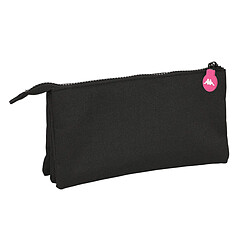 Trousse Fourre-Tout Triple Kappa Black and pink Noir (22 x 12 x 3 cm)