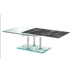 Avis Inside 75 Table basse MATCH CERAMIQUE ANTHRACITE 2 plateaux pivotants en verre piétement acier