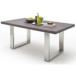 Table à manger en chêne massif teinté vielli laqué - L.260 x H.76 x P.100 cm -PEGANE-