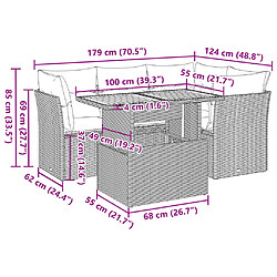 vidaXL Salon de jardin 5 pcs avec coussins noir résine tressée pas cher