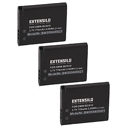 Vhbw EXTENSILO 3x Batteries compatible avec Panasonic Lumix DMC-LF1, DMC-LF1K, DMC-LF1W appareil photo, reflex numérique (770mAh, 3,7V, Li-ion)