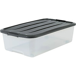 Iris Ohyama, lot de 2 boîtes de rangement sous lit avec couvercle - Modular Clear Box - MCB-UB