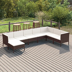 Maison Chic Salon de jardin 8 pcs + coussins - Mobilier/Meubles de jardin - Table et chaises d'extérieur Résine tressée Marron -MN38608