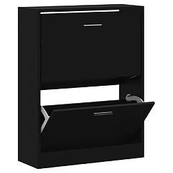 Maison Chic Armoire à Chaussures Noir,Meuble de Rangement à Chaussures 63x24x81 cm Bois d'ingénierie -MN12568