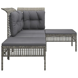 Maison Chic Salon de jardin 4 pcs + coussins - Mobilier/Meubles de jardin - Table et chaises d'extérieur Gris Résine tressée -MN15839 pas cher