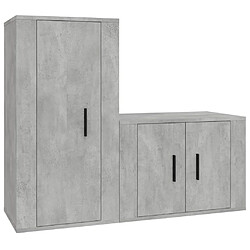 vidaXL Ensemble de meubles TV 2 pcs gris béton bois d'ingénierie